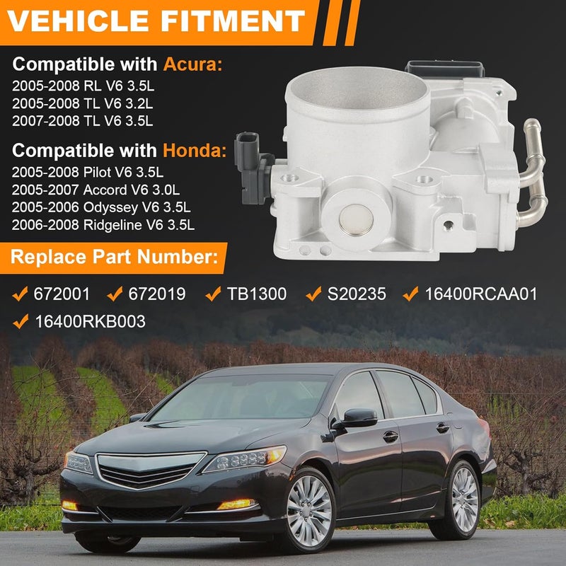DICMIC Electronic Throttle Body Compatible with 2005-2008 Acura RL TL Honda Pilot Accord Odyssey Ridgeline Replace# 672001, 672019 - Image 2